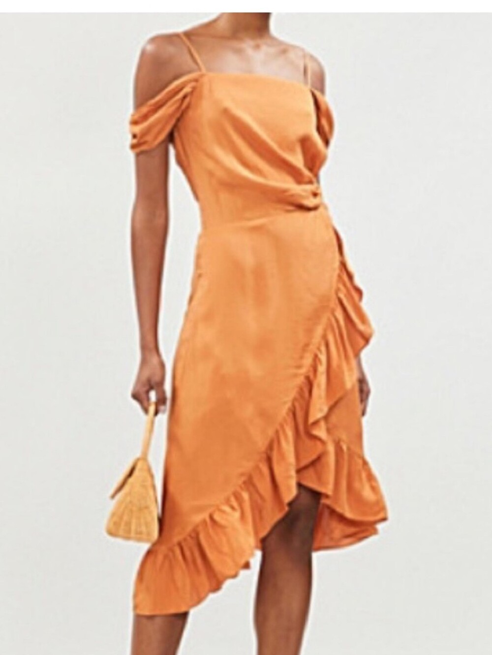 Price Firm 🍓 Maje Orange Ruffle Dress